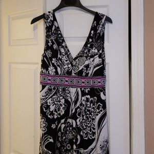 Black, white, magenta maxi dress